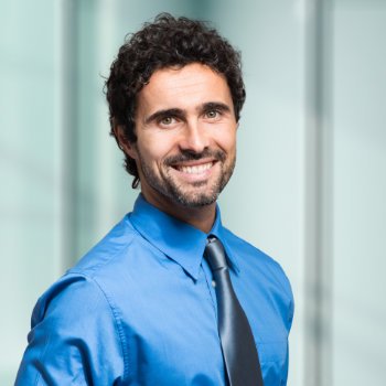 Smiling manager